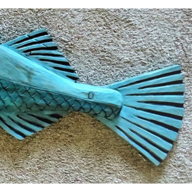 Large Hand Carved Wood Fish & Chips Sign For Sale - Image 4 of 8