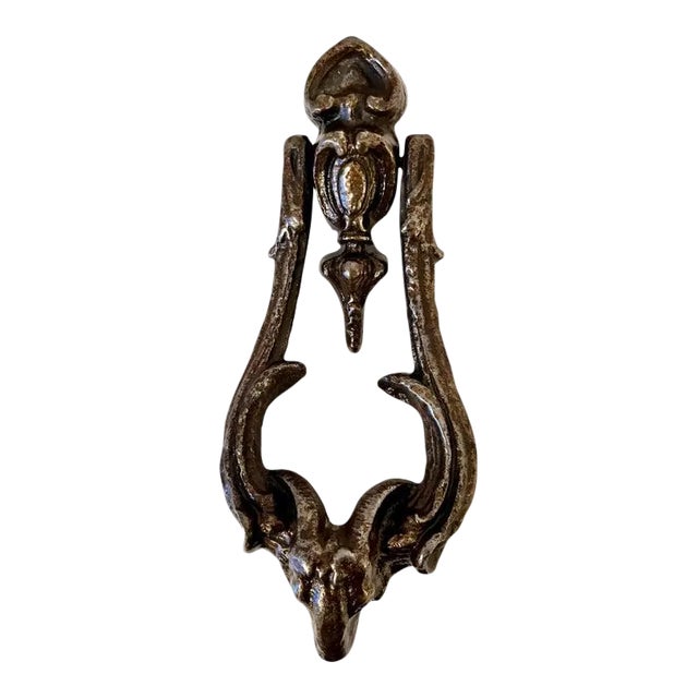 Bronze Victorian Door Knocker with Ram Detailing For Sale