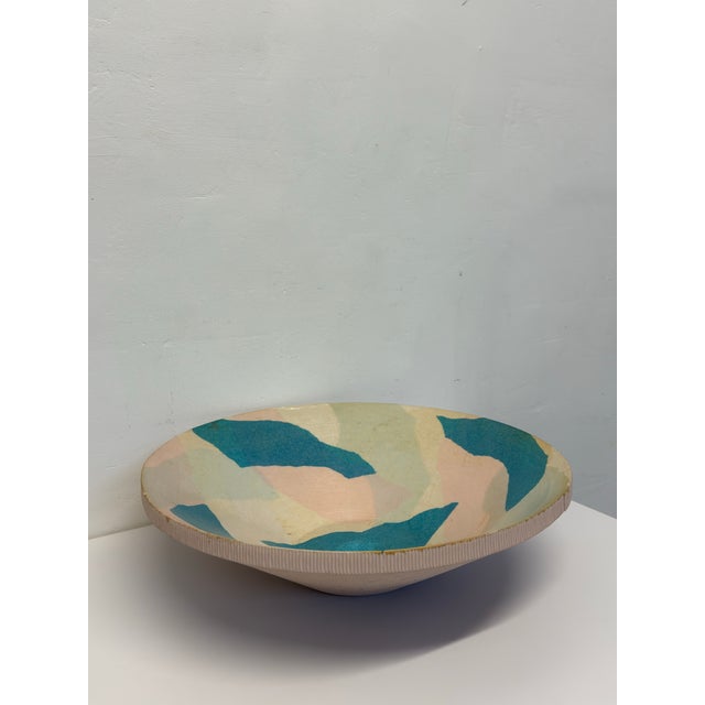 1990s Mid-90s Corrugated Cardboard Bowl With Camo Design For Sale - Image 5 of 12