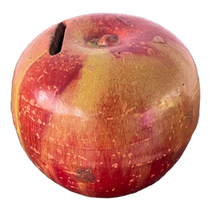 Antique 19th Century American Pottery Coin Bank in the Form of a Paint Decorated Apple