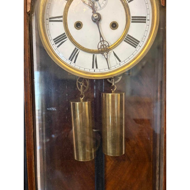 Antique Vienna Walnut Double Weight Wall Clock, 1880 For Sale - Image 11 of 13