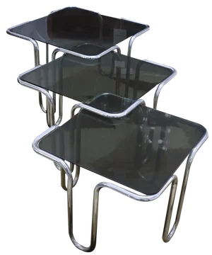 Smoked Glass Chrome Coffee Tables, 1970s, Set of 3