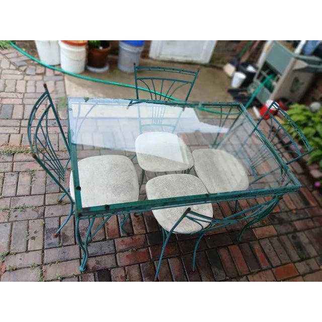 Homecrest Vintage 1960's Homecrest Wrought Iron Patio Dining Table & 4 Chairs For Sale - Image 4 of 5