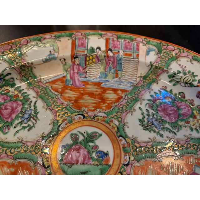 Large Antique Rose Medallion Platter C 1915 For Sale - Image 4 of 8