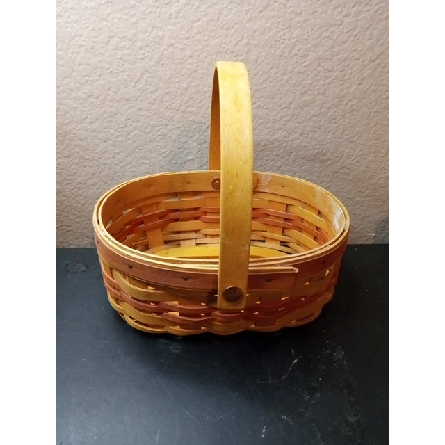 1990s Gorgeous Longaberger Oval Wicker Basket For Sale - Image 4 of 10