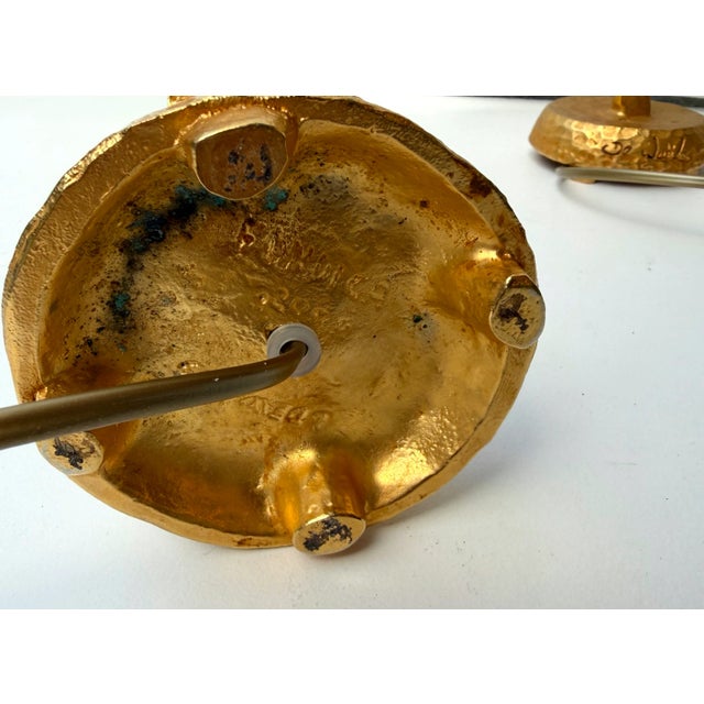 2000 - 2009 Pair of Lamps Gilt Metal by Nicolas De Waël for Fondica, France, 2000s For Sale - Image 5 of 12