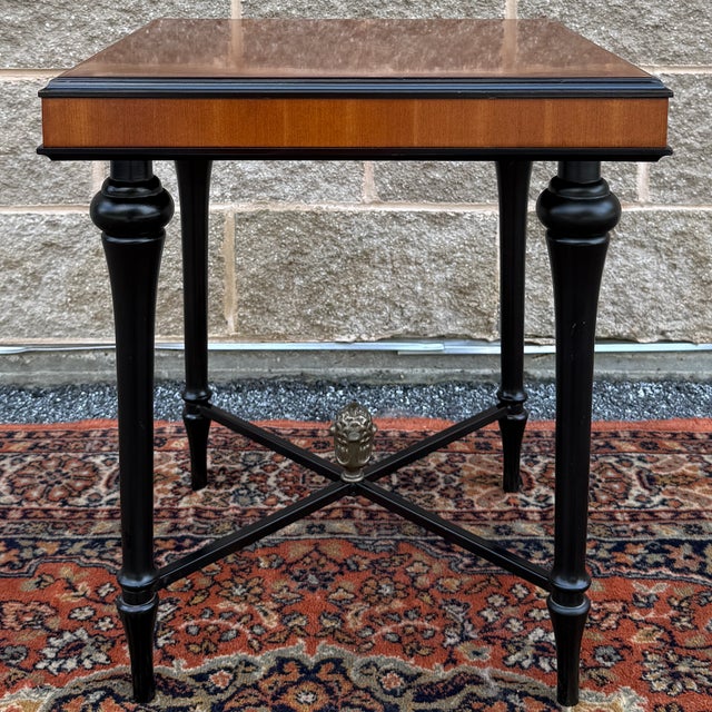 Wood Vintage Bombay Traditional Regency Ebonized Cherry Side Table For Sale - Image 7 of 12