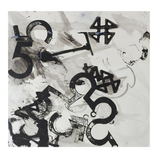 Abstract Black & Gray Numbers Painting For Sale