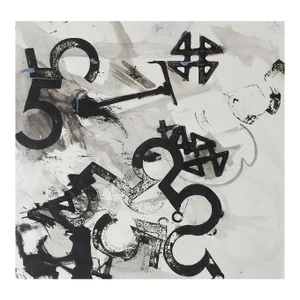 Abstract Black & Gray Numbers Painting