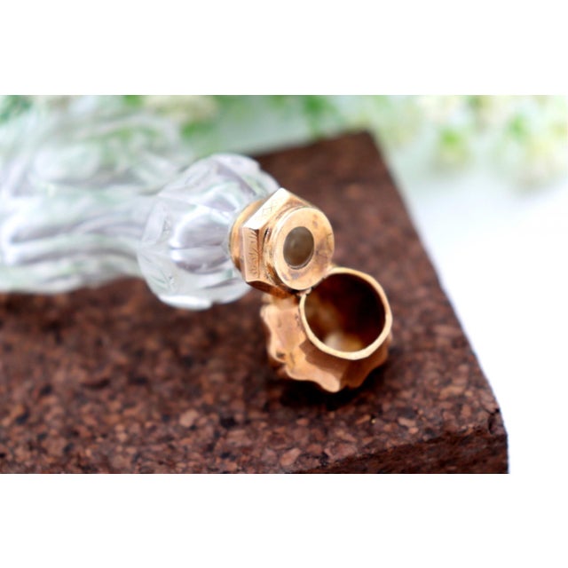 Perfume Bottle in Cut Glass with Gold Hinged Lid For Sale - Image 6 of 7