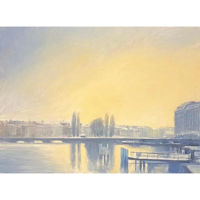 Claude Sauthier, Mont-Blanc Dock, 1970s, Oil on Wood For Sale - Image 10 of 10