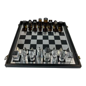 Vintage Lucite Chess Set in Travel Case