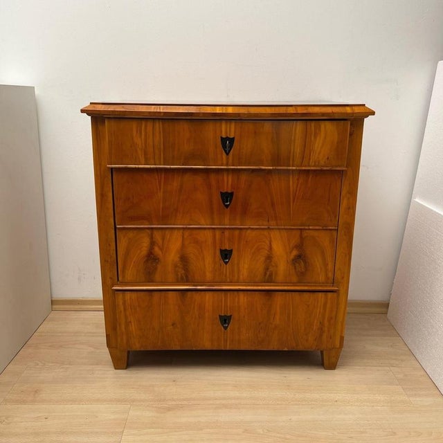 Biedermeier Ebonized Chest of Drawers in Cherry Veneer, South Germany, 1830 For Sale - Image 6 of 18