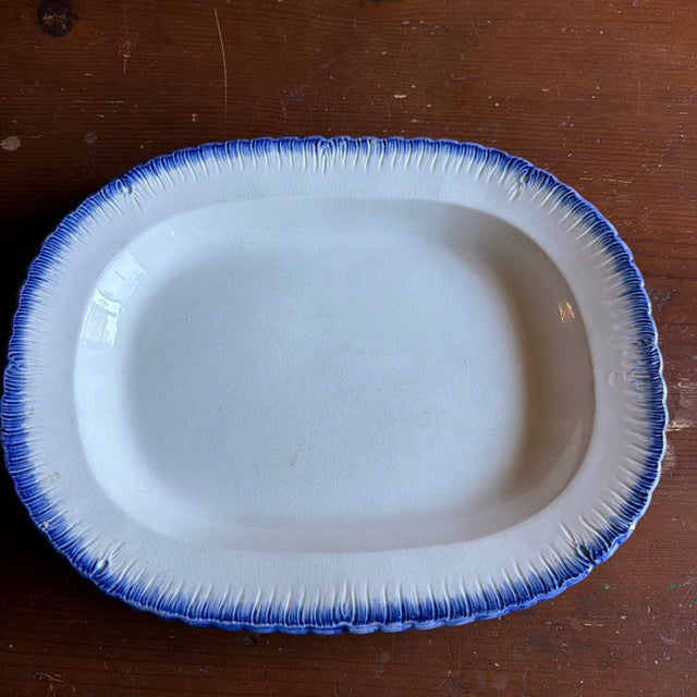 Antique Pearlware Blue Feather Edge Platter, English, Early 19th Century For Sale - Image 17 of 18