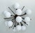 Italian sputnik flush mount with glossy white Murano glass globes mounted on solid brass frame in bronze finish / Made in...