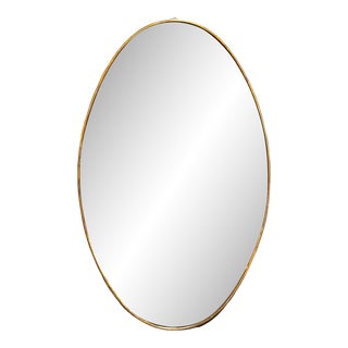 Vintage Italian Oval Brass Wall Mirror 1970s For Sale