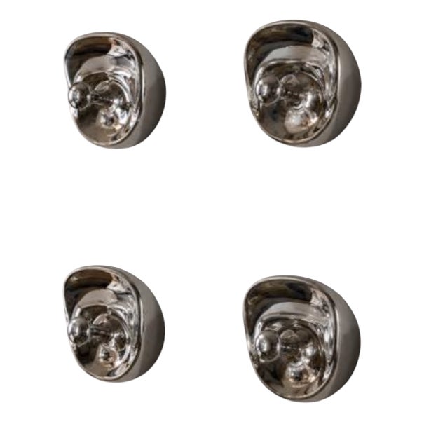 Space Age Chrome Plastic Coat Hangers by Olaf Von Bohr for Kartell, Italy, 1960s, Set of 4 For Sale