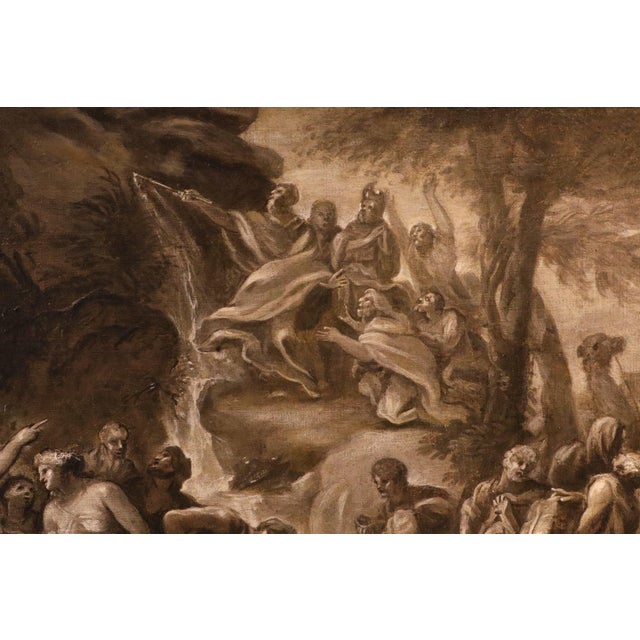 Roman School Artist, Moses Makes Water Flow from the Rocks, 1600s, Oil on Canvas For Sale - Image 8 of 16