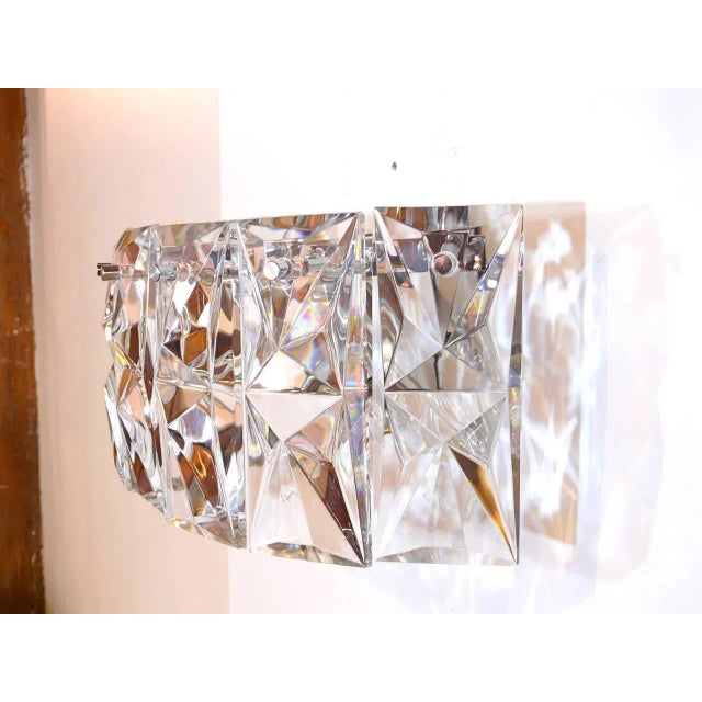 Transparent Prismatic Glass Sconces by Kindeley - A Pair For Sale - Image 8 of 11