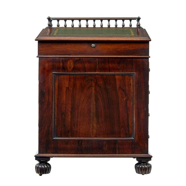 Mid 19th century davenport writing desk circa 1840. Good quality early Victorian davenport of elegant proportions. Green...