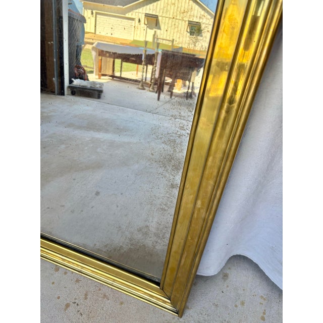 20th Century French Brass Bistro Wall Mirror For Sale - Image 6 of 13