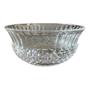 Vintage Crystal Serving Bowl With Diamond Pattern Design
