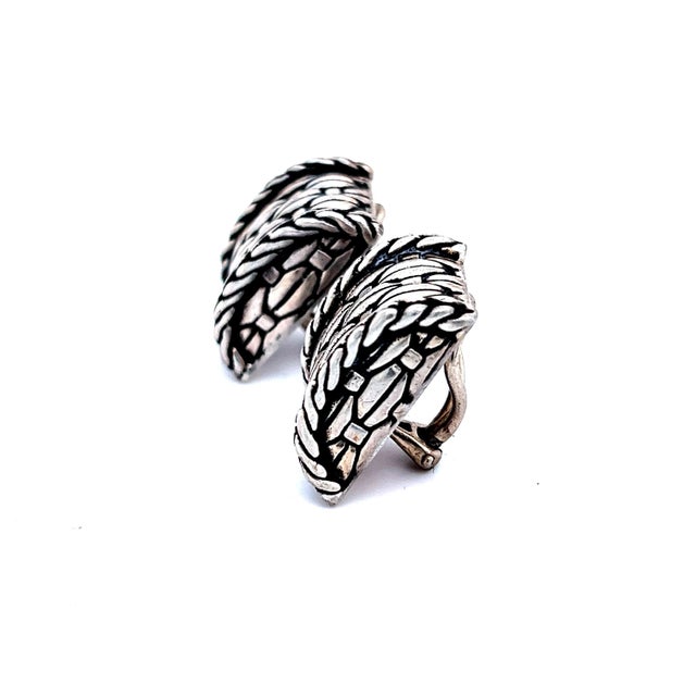 1990s 1990s John Hardy Estate Clip on Earrings Sterling Silver, 2 Pieces For Sale - Image 5 of 9