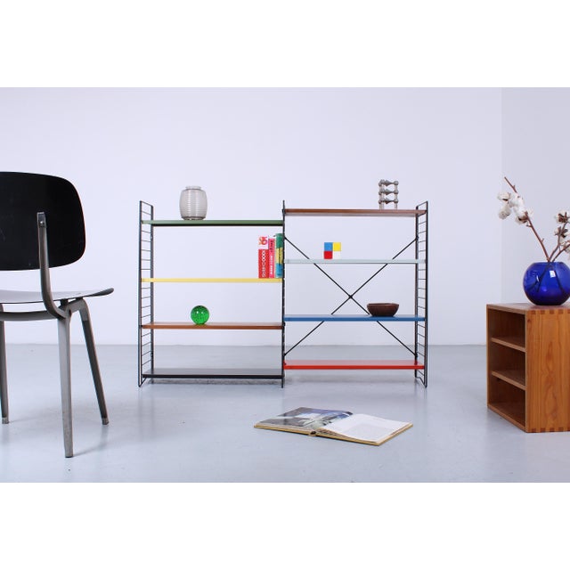 Mid-Century Modern Modular Colored Metal Floor Rack by A.D. Dekker for Tomado, 1950s For Sale - Image 3 of 18