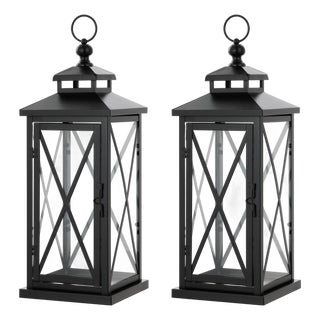 Lirio 20.5" Black Large Outdoor Lantern, Set of 2 For Sale