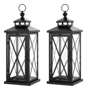 Lirio 20.5" Black Large Outdoor Lantern, Set of 2