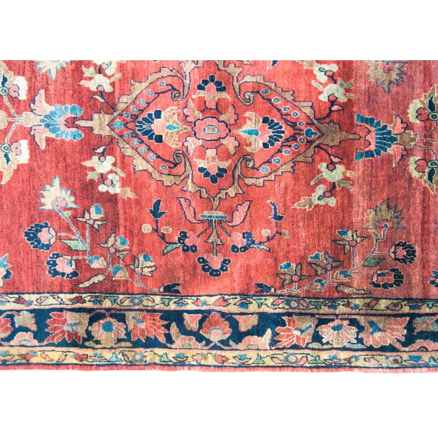 Salmon Early 20th Century Persian Sarouk Mohajeran Rug For Sale - Image 8 of 14