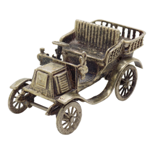 Vintage Italian Handmade Genuine Silver Tonneau Renault 1900 Classic Car Rare Figurine