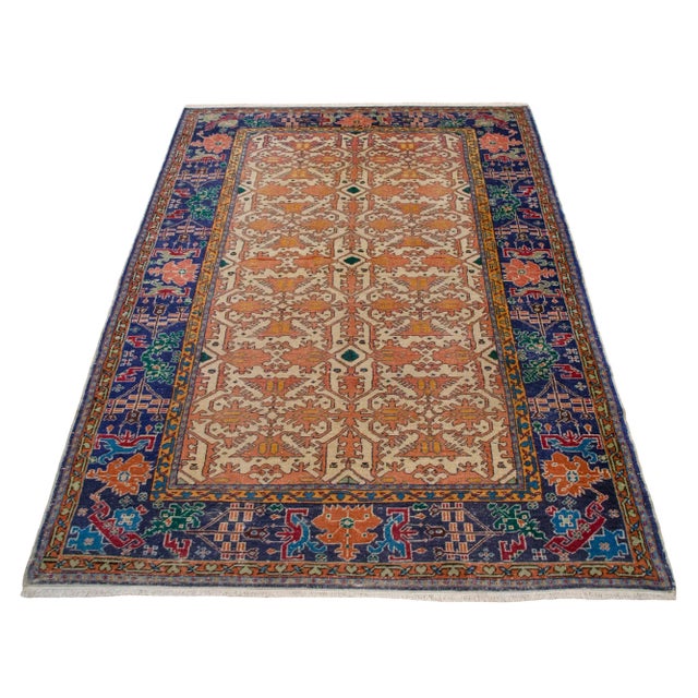 Textile Antique Armenian Oushak Rug Circa 1900 - 4'2" X 5'11" For Sale - Image 7 of 12