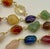 Vibrant Caged Gemstone Necklace Gold Finish Wired Links Long 35” C. 1970 For Sale - Image 6 of 10