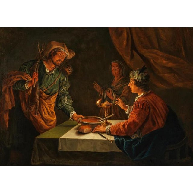 Baroque Matthias Stom (Stomer), Esau Sells Jacob His Birthright for a Bowl of Lentil Stew, Oil Painting on Canvas, Framed For Sale - Image 3 of 7