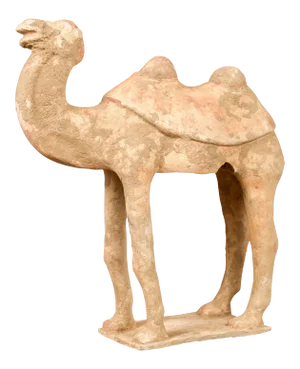 Chinese Han Dynasty 202 BC-200 AD Mingqi Camel with Original Orange Paint