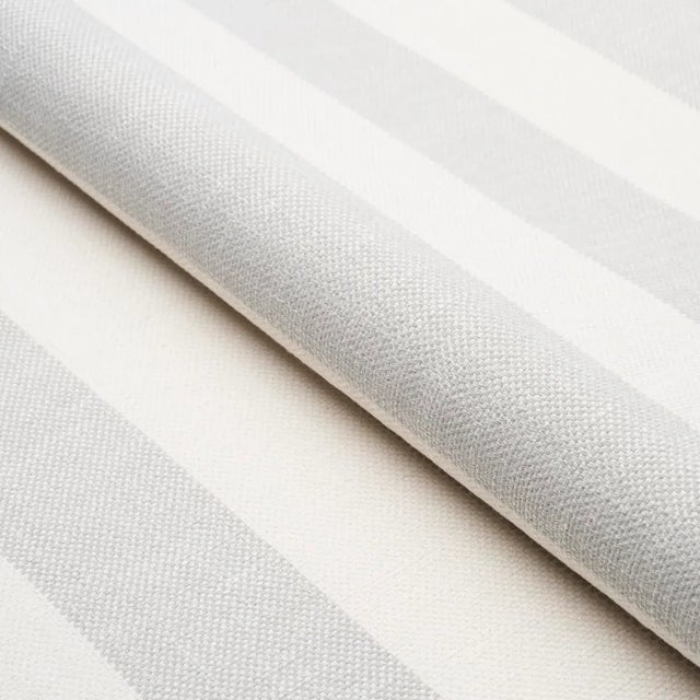 Schumacher SAMPLE - Schumacher X Caroline Z Hurley Desert Wide Stripe Fabric In Sky For Sale - Image 4 of 4