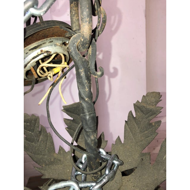 1920s Gothic Revival Spanish Iron Pendant Light Chandelier For Sale - Image 12 of 13