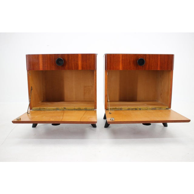 Mahogany Bedside Tables by Jindrich Halabala for from Hala, Czechoslovakia, 1950s, Set of 2 For Sale - Image 14 of 18