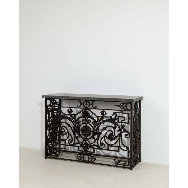 Neoclassical Wrought Iron Console With Belgian Bluestone For Sale - Image 12 of 13