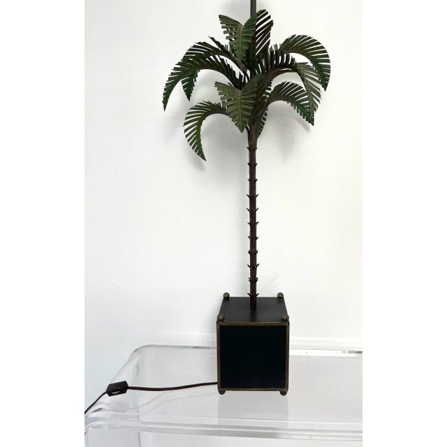 Hollywood Regency Antique Italian Tole Palm Tree Lamp For Sale - Image 3 of 12