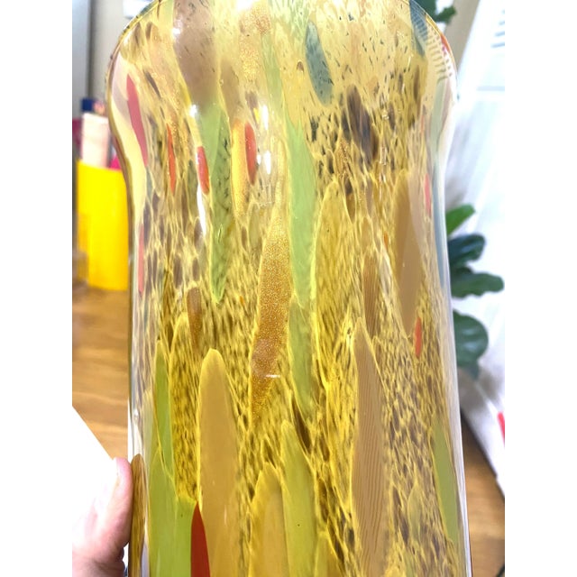 Gold Vintage Murano Art Glass Vase Hand Blown Italian Gold Fleck Azzurra Maestri Vetrai For Sale - Image 8 of 11
