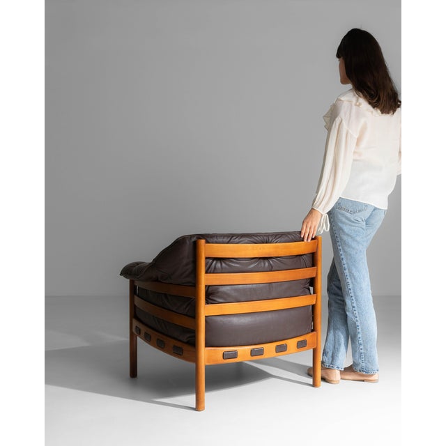 1960s Chocolate Brown Danish Mid-Century Modern Armchair Attributed to Ellekær & Norell for Coja For Sale - Image 4 of 18