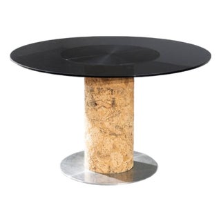 Table with Cork Bark Frame and Metal Base, 1970s For Sale