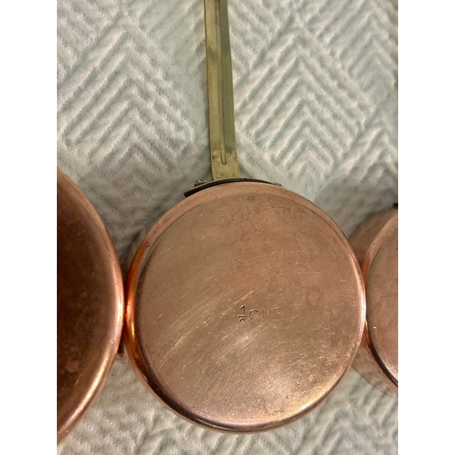 Vintage Copper & Brass Measuring Cups, Set of 4 – French Country Farmhouse Decor For Sale - Image 10 of 11