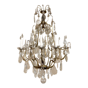 Elegant Parisian Style Brass and Cut Crystal Chandelier