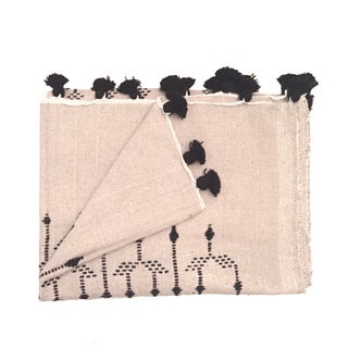 Handmade Moroccan Cotton Pom Pom Blanket For Sale
