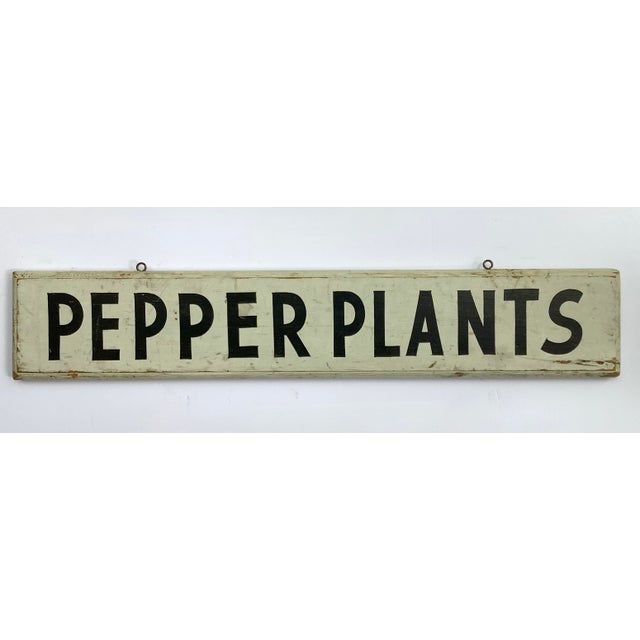 Vintage Wood Black & White Pepper Plants Farm Stand Sign For Sale - Image 4 of 7