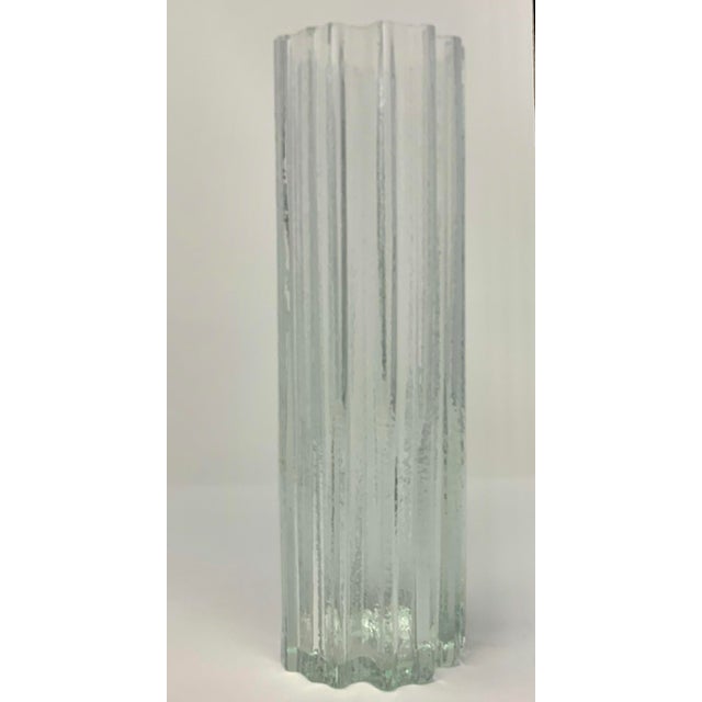Mid-Century Modern 1960's Tall Bark Textured Scandinavian Art Glass Vase For Sale - Image 3 of 6