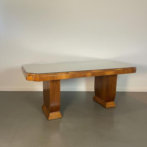 Art Deco Walnut Burr Desk with Glass Top, 1930s For Sale - Image 10 of 10